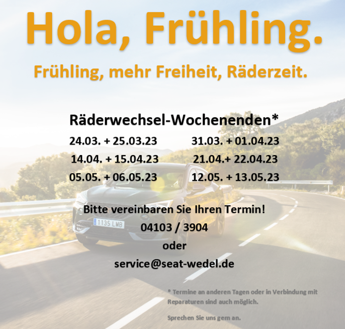 Seat-Wedel-Henke-Neuwagen-Gebrauchtwagen-Raederwechsel-Fruehling-Termine